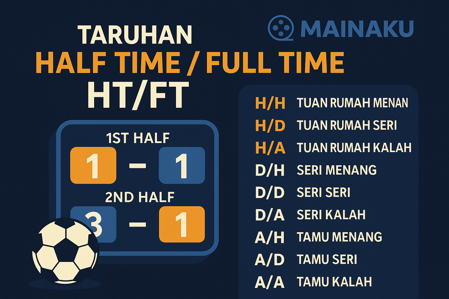 Cara Main Taruhan Bola HT/FT Lengkap di MAINAKU